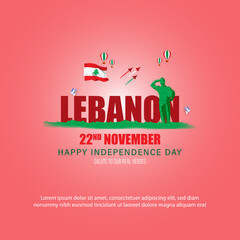 Vector illustration of happy Lebanon Independence day banner
