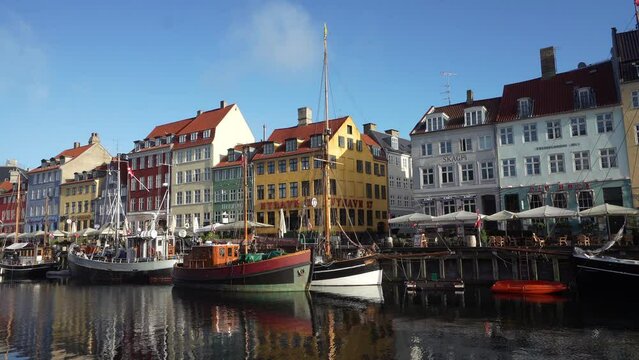 Nyhavn ancient port in Copenhagen, Denmark.