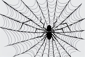 2d illustrated outline illustration of a simple fancy Halloween spider web, isolated object on the white background, clipart useful for halloween party decoration, hand drawn image, cartoon spooky
