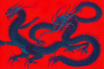 the great red dragon illustration. High quality Illustration