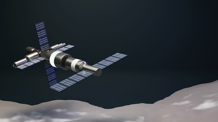 Obraz na płótnie Canvas Realistic Heaviest Spacecraft Or Artificial Satellite Against Sky Background.
