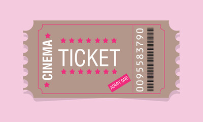 hall theater cinema pass ticket admits one for entertainment show entry star seat vector illustration