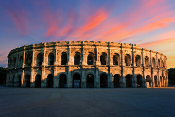 Famous arena at sunrise, Nimes