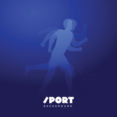 Sports Background With Silhouette Male Athletic Running.