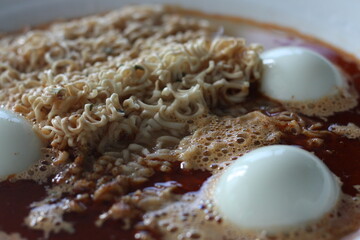 Thai noodles with boiled eggs 