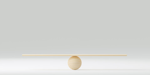 wooden scale balancing. Concept of equality and balance. copy space. grey background
