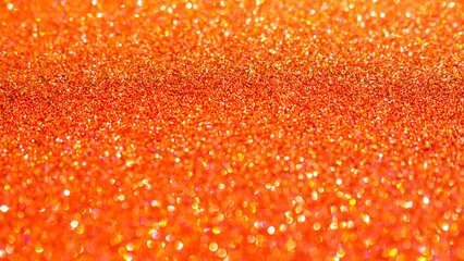 Orange Blur Glitter Effect Bokeh Light Background,Abstract Overlay Dark Texture Spark Backdrop for Party Christmas in Night,Defocused Sparkle Glow Pattern Design Decoration Happy New Year2023.