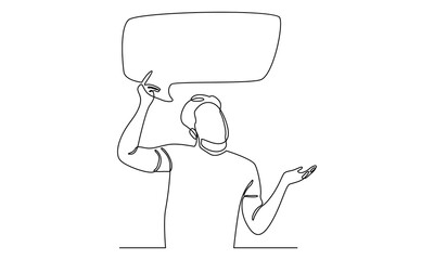 Continuous line of business man holding a placard