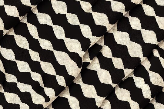 Seamless symbolic arabian pattern. Traditional pattern of a black and white Palestinian keffiyeh. Two sides border. Arafat's handkerchief design. Scarf pattern like Yasser Arafat