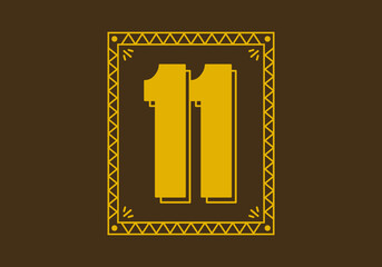 Number 11 in retro rectangle frame