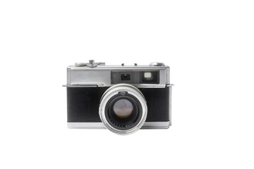 Vintage film camera over white background