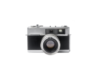 Vintage film camera over white background