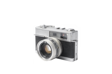 Vintage film camera over white background