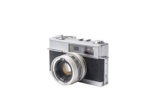 Vintage film camera over white background