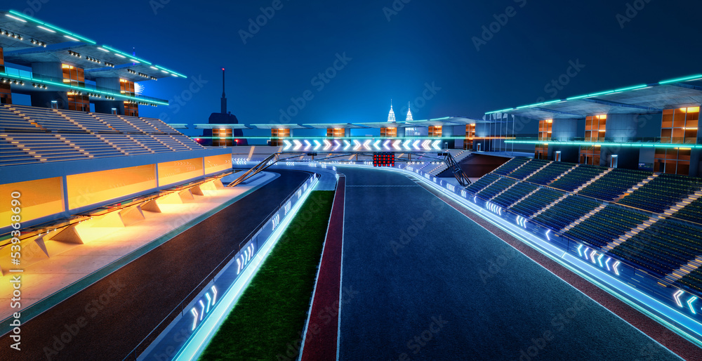 Aufkleber 3d rendering does not exist futuristic racetrack circuit