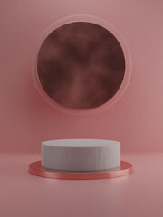 3d podium display for cosmetics or beauty product promotion mockup pedestal. Trendy minimalist, art deco 3D render illustration