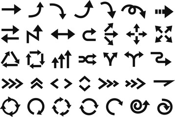 黒いシンプルな定番の矢印イラストセット