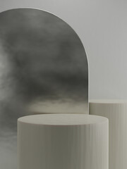 3d podium display for cosmetics or beauty product promotion mockup pedestal. Trendy minimalist, art deco 3D render illustration