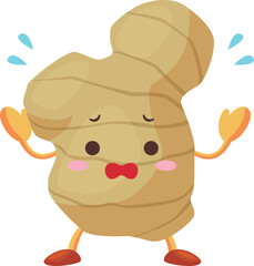 焦るかわいいショウガのキャラクターのイラスト