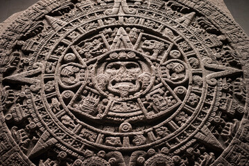 The Aztec Calendar Stone: Ancient Mesoamerican Artifact - obrazy, fototapety, plakaty