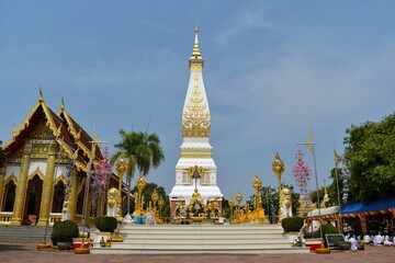 Fototapeta premium Wat Phra That Phanom is a popular pilgrimage destination for those born in the year of the Monkey.