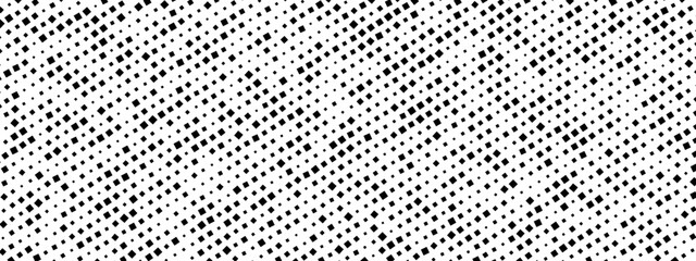 Geometric halftone mosaic background. Texture of chaotic squares, dots, fragments, pixel. Intersection of lines of the ornament. Banner for technology, websites, presentations. Vector