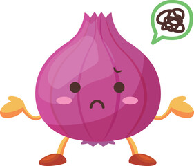 不機嫌なかわいい紫玉ねぎのキャラクターのイラスト