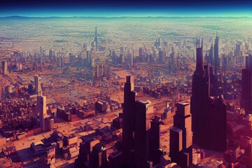 Naklejka premium 3D image render,Aerial view of cityscape background