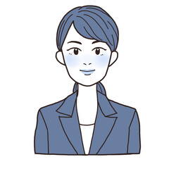 笑みを浮かべたスーツの若い女性　ワントーン