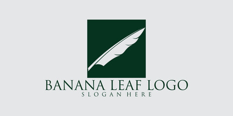 Green banana leaf logo ideas. inspiration logo design. template vector illustration.premium vector