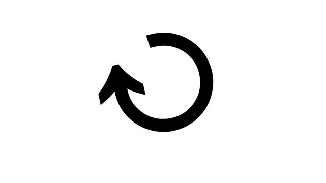 Animation of refresh symbol or loop symbol, arrow animation on white transparent background with alpha channel.