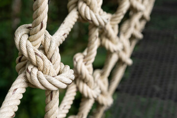 rope braided with a rope net on texture background