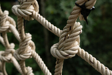 rope braided with a rope net on texture background