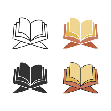 Holy Quran icons set. Vector illustration isolated on white.