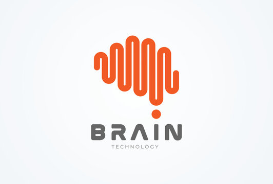 Brain Logo, modern brain logo with line style, flat design logo template, vector illustration