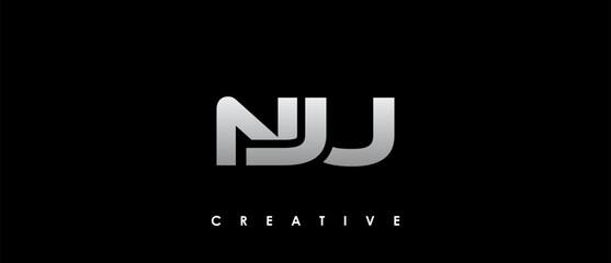 NJU Letter Initial Logo Design Template Vector Illustration