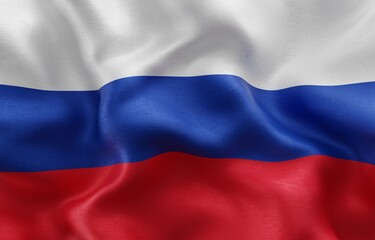 Flag of Russia background, Close-Up waving flag. 3d Rendering