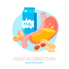 Food allergy icon, pictogram. Editable vector illustration