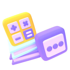 Calculator  in 3d render for graphic asset web presentation or other