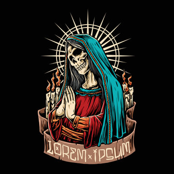 dia de los muertos cloaked skull vector design