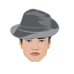 man hat illustration transparent background gray fedora