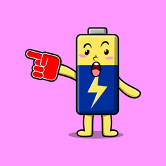 Cute Cartoon Battery with foam finger glove in modern design 
