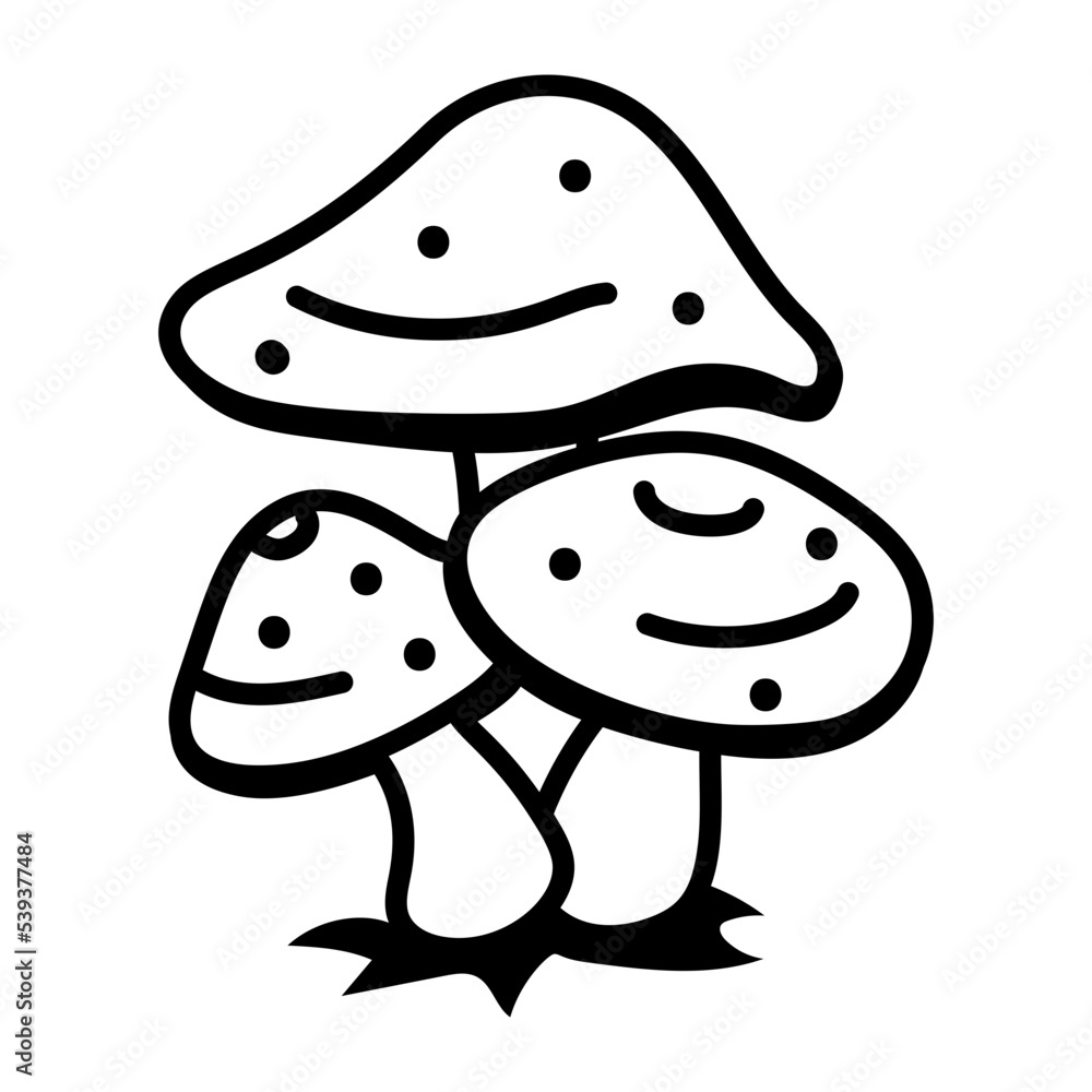 Sticker an editable outline icon of mushrooms