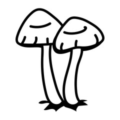 An editable outline icon of mushrooms