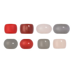 Oval and rectangular natural semi-precious stone beads for advertising and design closeup on a white background