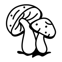 An editable outline icon of mushrooms
