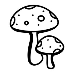 An editable outline icon of mushrooms