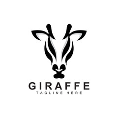 Giraffe Logo Design, Giraffe Head Vector Silhouette, High Neck Animal, Zoo, Tattoo Illustration, Product Brand