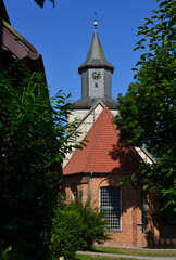 Naklejka premium Historical Church in the Old Town of Hoya at the River Weser, Lower Saxony