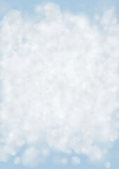 Vector Magical Glowing Background with Silver and Purple Falling Hexagon on Blue. Falling Snow. Glittery Confetti Frame. Christmas and New Year Design. Winter Sky with Bokeh Snowfall.